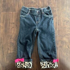 Gymboree Kids Jeans with Leopard Cuffs and Pink Bows
